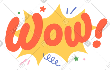 Inscription wow ! avec texte d'étoiles et d'éléments décoratifs PNG, SVG