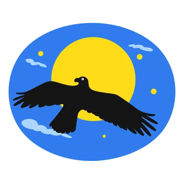 A buzzard silhouetted against a full moon on a clear night.