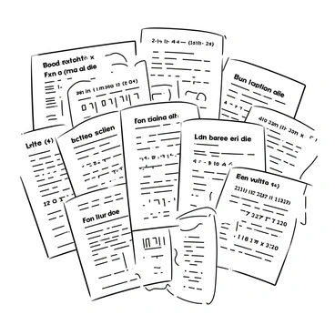 A collection of syllabi from various subjects is displayed in a collage format. Each syllabus is clearly visible, featuring headings and bullet points of course details. The subjects include mathematics, literature, science, and history. Some syllabi contain diagrams or charts, while others have illustrations or example problems. They are arranged in a way that overlaps slightly, giving a dynamic feel to the composition. The background is plain to highlight the details of each syllabus.