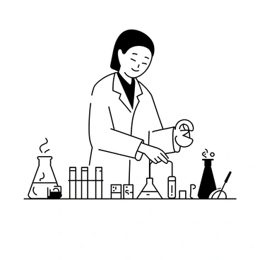 A scientist in a lab coat conducting an experiment with test tubes