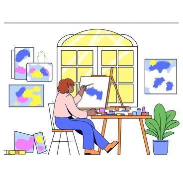 A tranquil scene of a person expressing emotions through painting in a peaceful room.