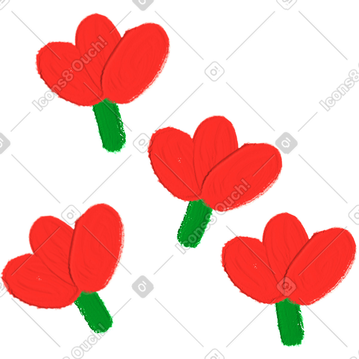 Иллюстрация Red flowers в стиле Scrapbooking — скачать в форматах PNG, SVG