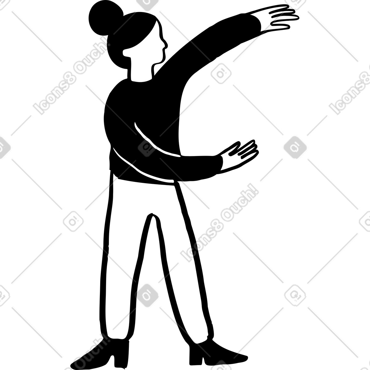 Woman holding something in her hands illustration Journal style download PNG, SVG