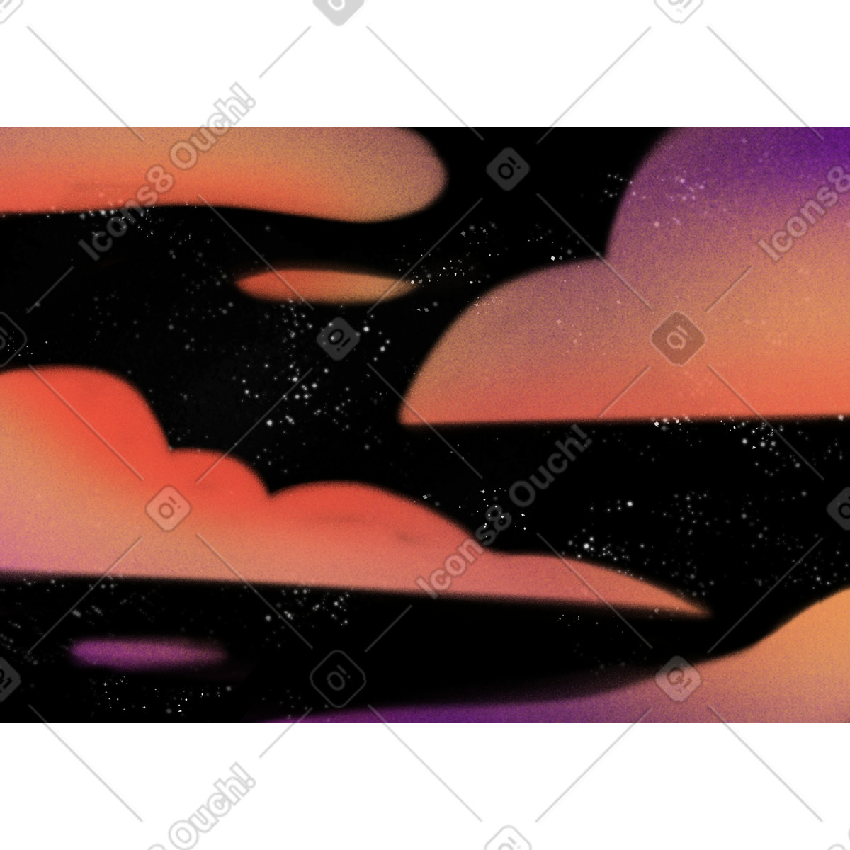Starry sky background with clouds illustration in Doodle style download in PNG, SVG