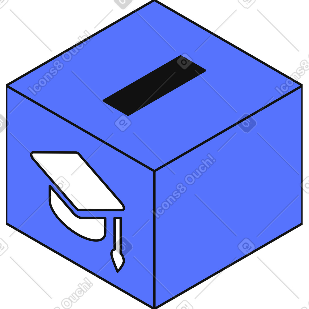 下载 Main 风格的 Piggy bank box with graduation cap symbol for college savings 插画，支持 PNG、SVG 格式