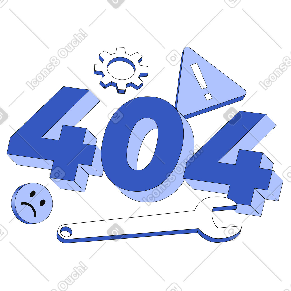 Codice di errore 404 con strumenti manutenzione illustrazione in stile Techny scarica in PNG, SVG