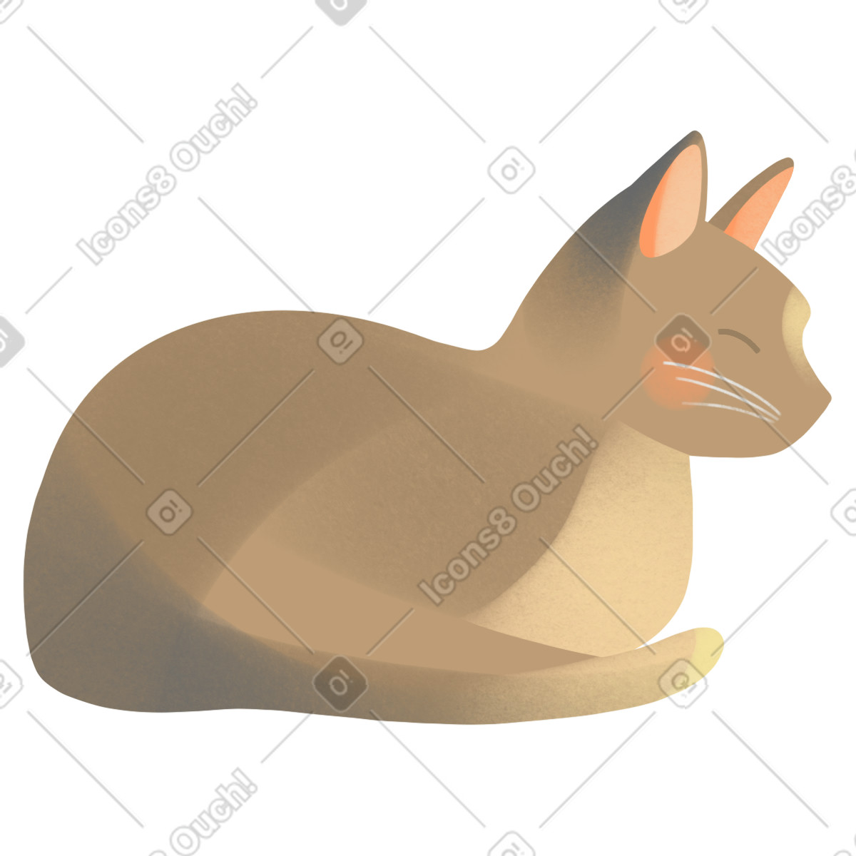 Beige cat lies illustration in Shine style download in PNG, SVG