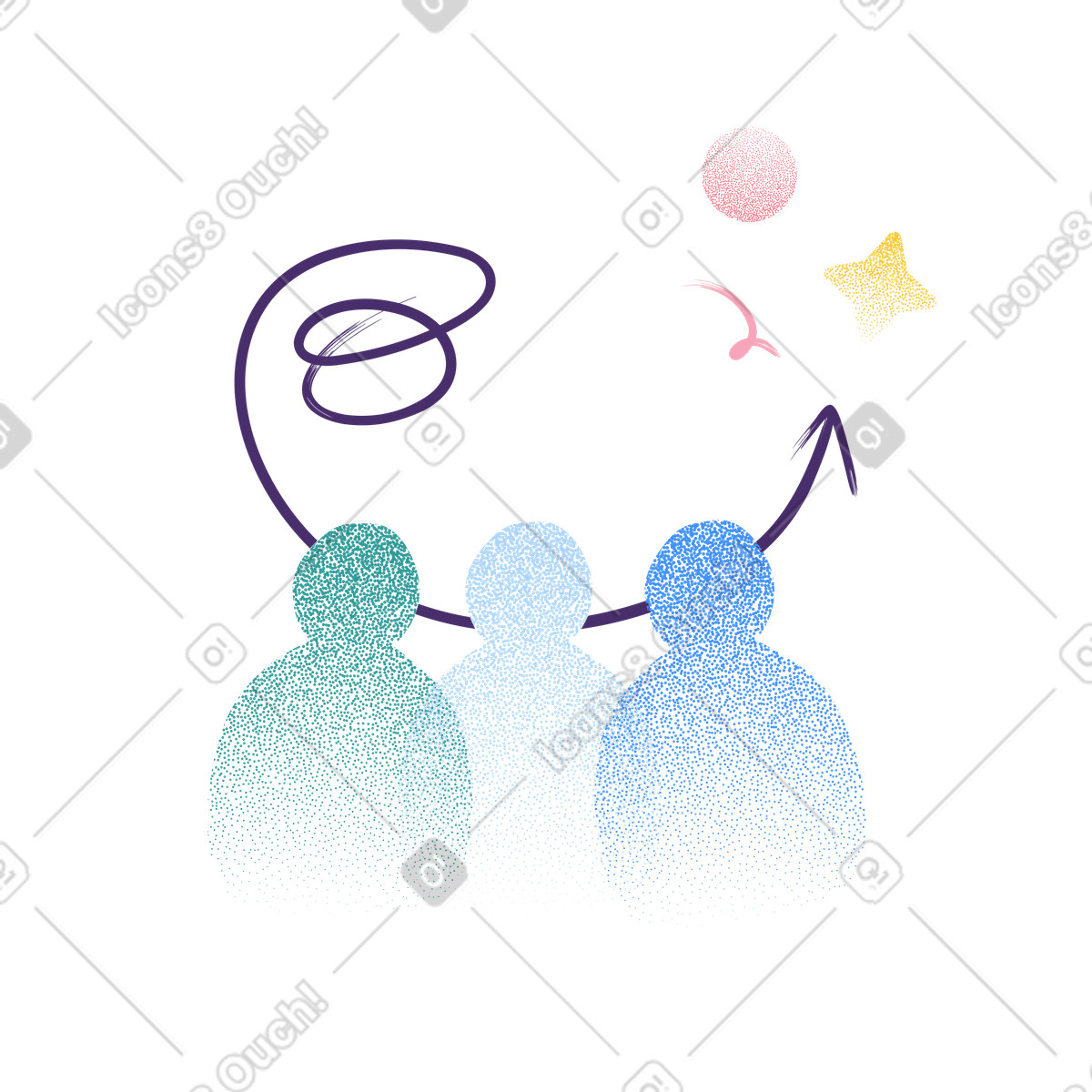 Business teamwork planning pathway to reach ambitious goals and vision-Illustration im Grain-Stil als Download in PNG, SVG