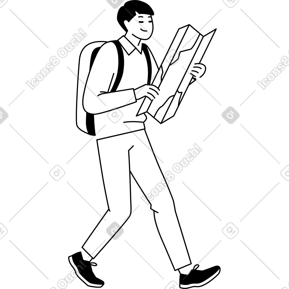 Ilustración Joven con un mapa en estilo Weekday a descargar en PNG y SVG