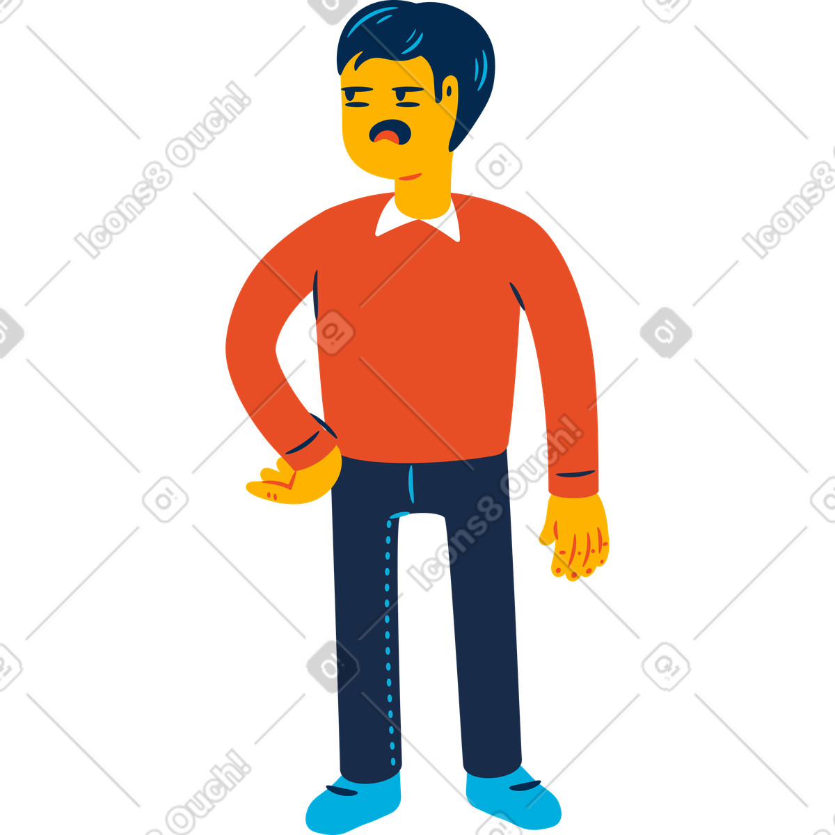 Ilustração de Man is bored em no estilo Flame para baixar em PNG, SVG