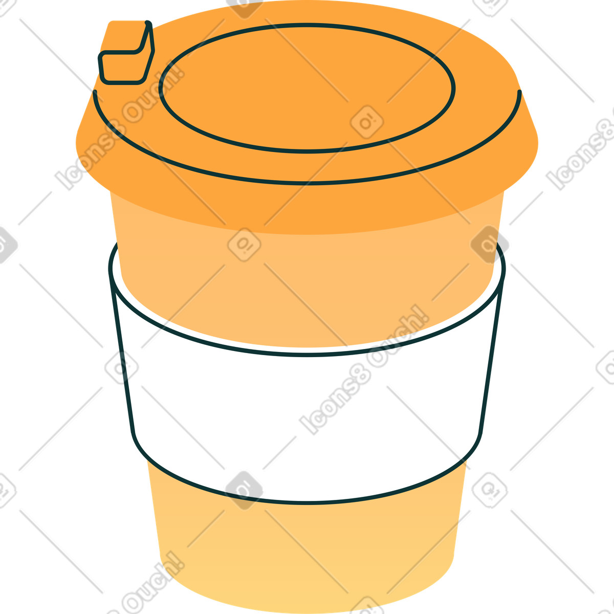Illustration Grande tasse à café orange dans le style Florid télécharger aux formats PNG, SVG