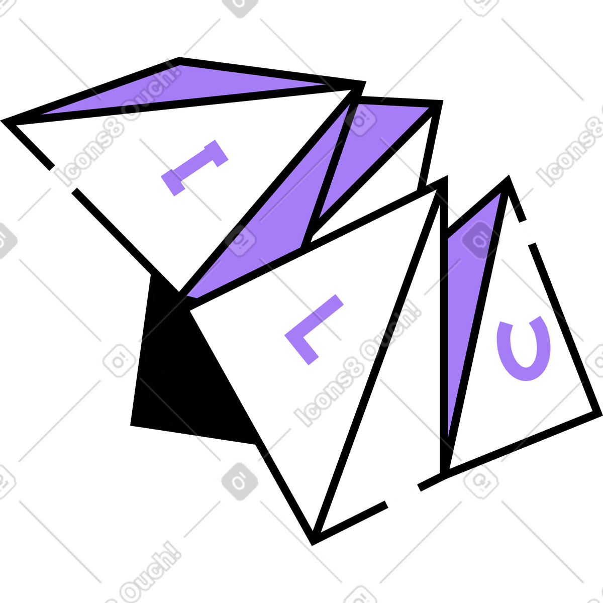 Illustration Diseuse de bonne aventure en papier origami dans le style Amethyst à télécharger aux formats PNG, SVG