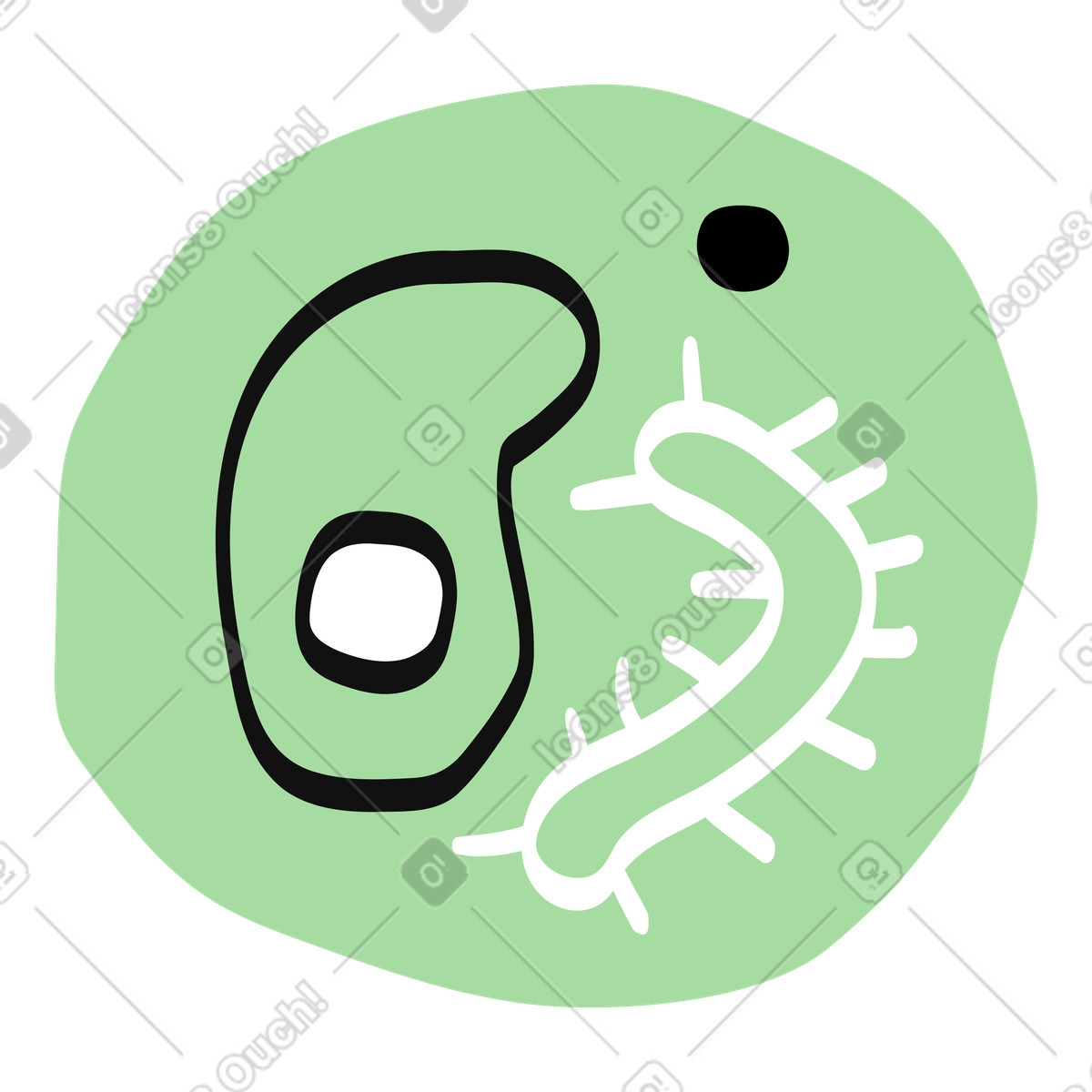 Organic 스타일의 Cell diagram with nucleus organelle and bacteria infection process 일러스트레이션 PNG, SVG 다운로드