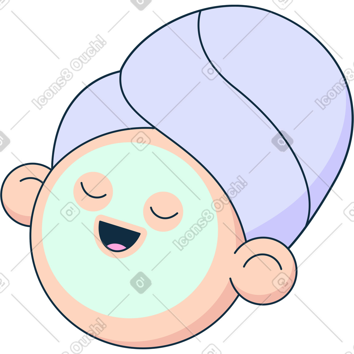 Woman with mask head illustration in Bubble gum style download in PNG, SVG