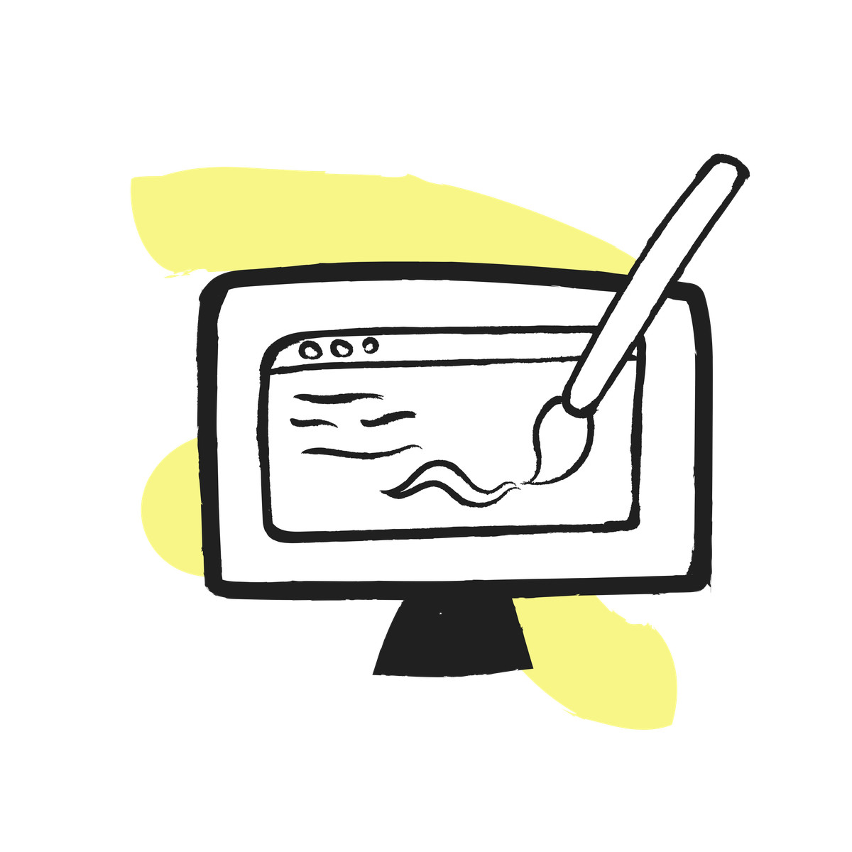 Website-design-planung mit pinsel-Illustration im Pixeltrue icons-Stil als Download in PNG, SVG