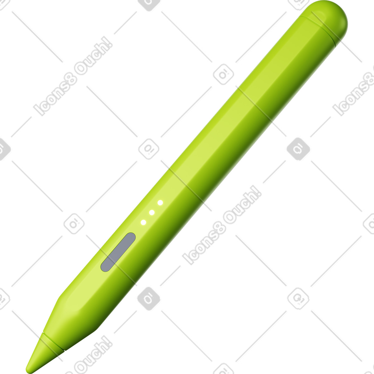 3D Plastic 스타일의 Stylus pen digital drawing tool with green body and button 일러스트레이션 PNG, SVG 다운로드