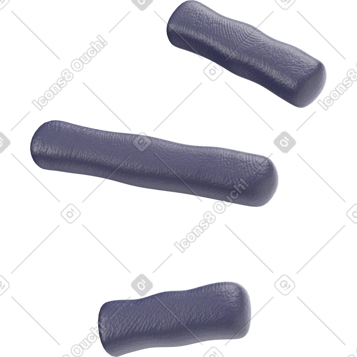 Three thick black lines illustration in 3D Stripy style download in PNG, SVG