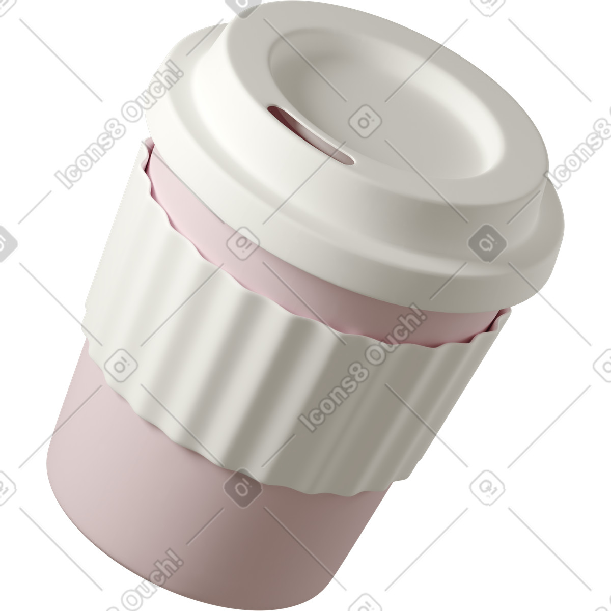 下载 3D Casual life 风格的 Pink coffee cup 插画，支持 PNG、SVG 格式