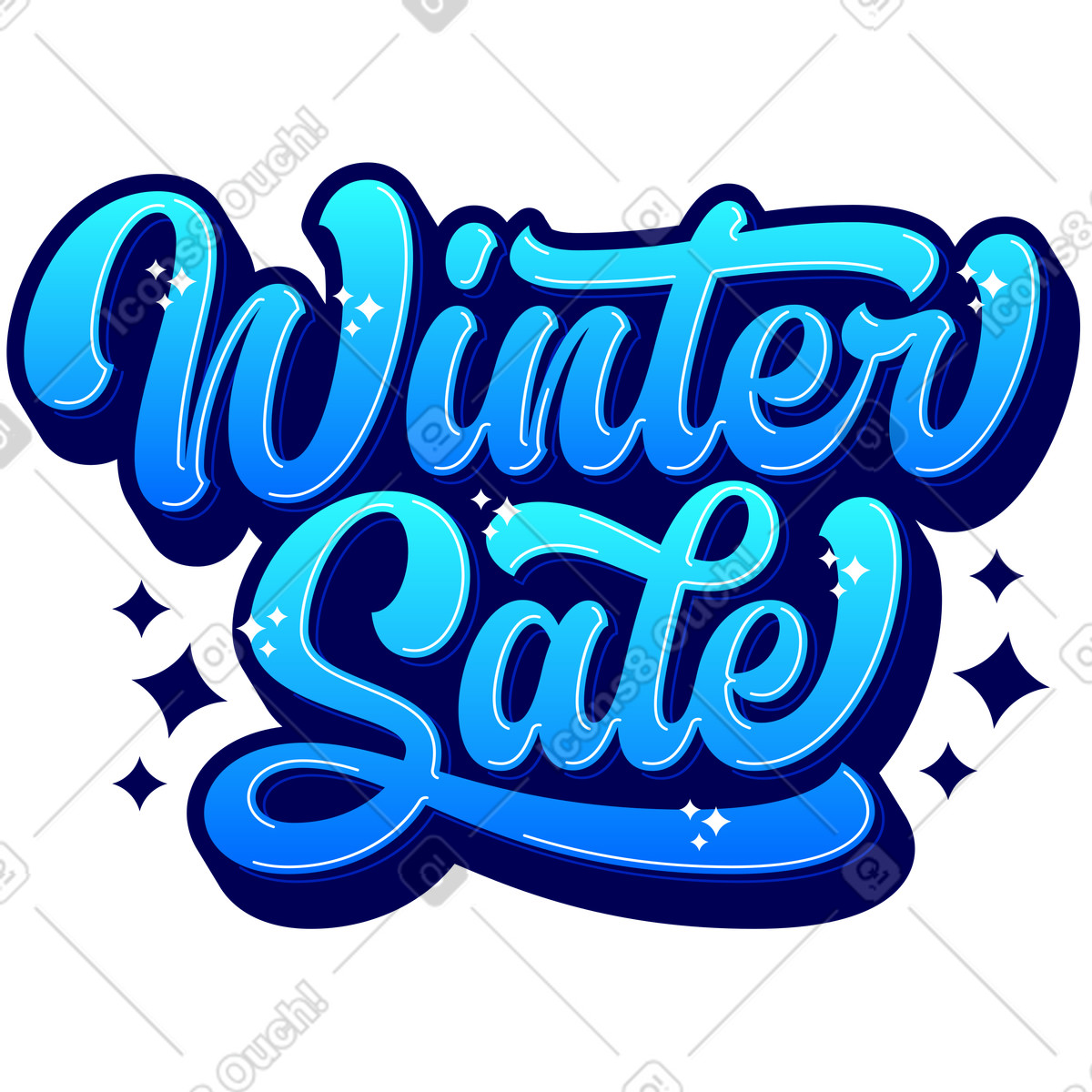 Lettering saldi invernali con testo di stelle illustrazione in stile scarica in PNG, SVG