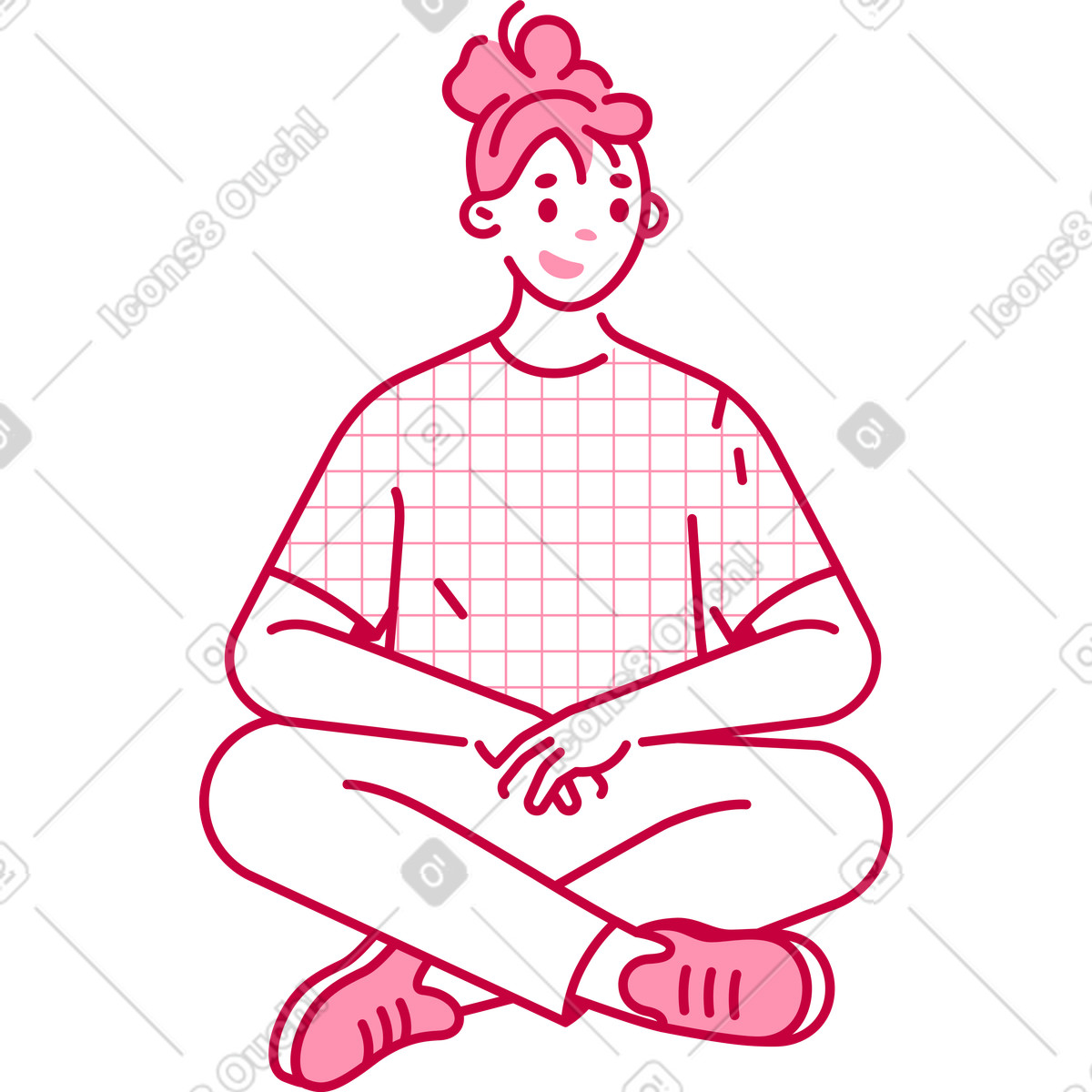 Donna seduta nella posizione del loto illustrazione in stile Natty scarica in PNG, SVG