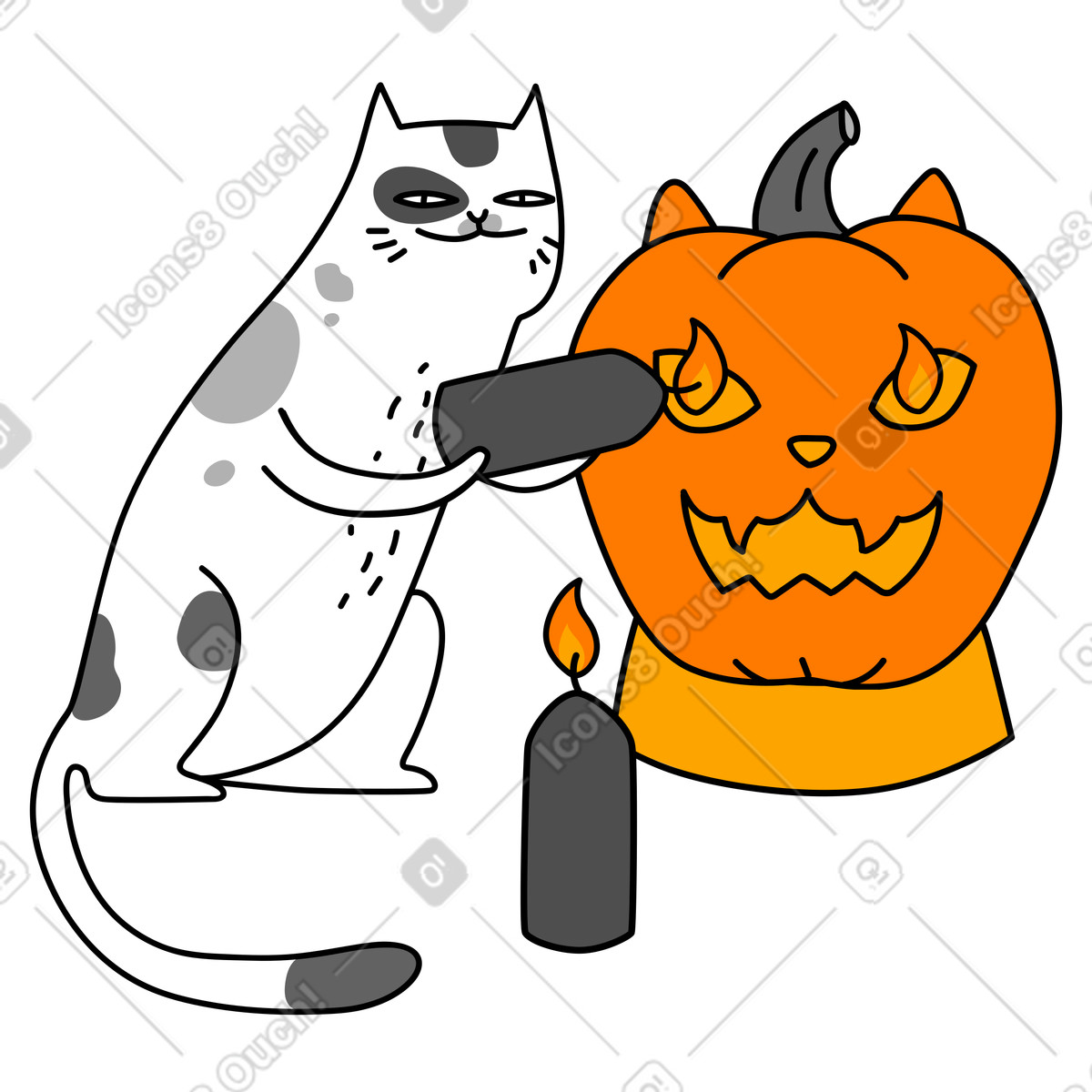 Halloween-streich-Illustration im Purr-Stil als Download in PNG, SVG