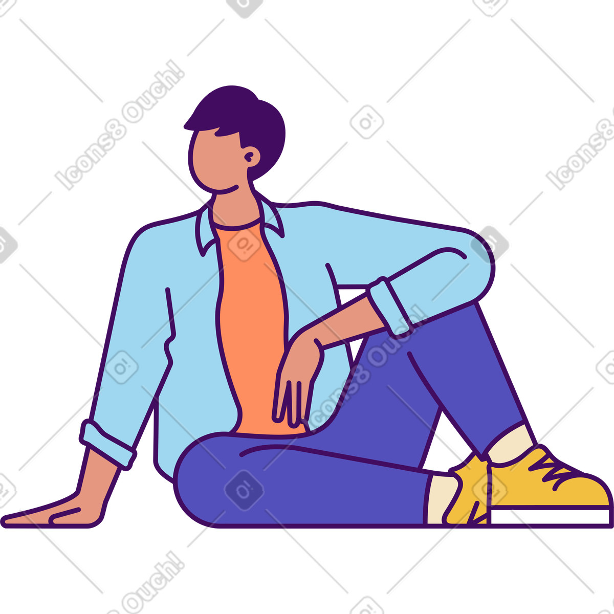 Man sitting on the floor illustration in Simplistic style download in PNG, SVG