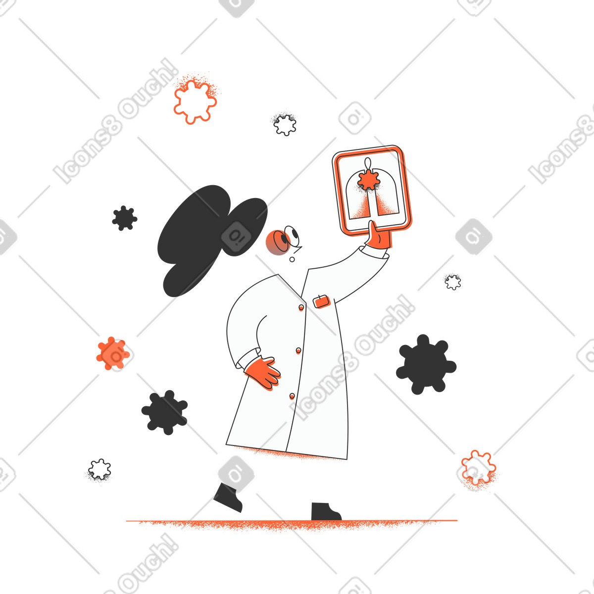 Dottore e virus illustrazione in stile Crayon scarica in PNG, SVG