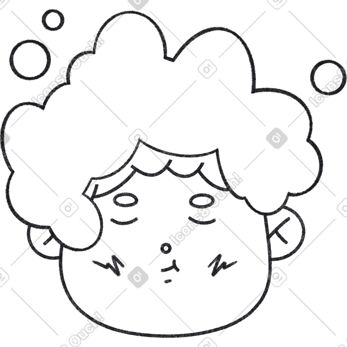 Boy with shampoo foam on his head illustration in Bonbon Line style download in PNG, SVG
