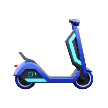 A sleek, futuristic folding scooter with glowing lights and digital dashboard