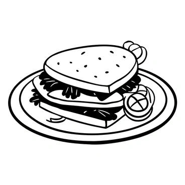 A "delicious barramundi sandwich" presented on a white plate. The sandwich is layered with "tender barramundi fillet" nestled between two slices of "crusty bread." There are "fresh greens" peeking out from the sides of the sandwich. "Lemon slices" are arranged around the sandwich, adding a touch of garnish. The plate is set on a textured surface, enhancing the overall presentation.