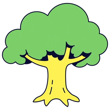 A large, majestic tree with a thick trunk and lush green leaves. The branches of the tree are made of gold, shimmering brilliantly in the light. The roots are strong and deeply embedded in the earth, showcasing stability. The overall scene conveys a sense of abundance and vitality.