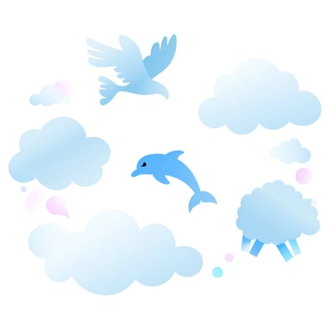 Various animal shapes formed by clouds in a clear blue sky
