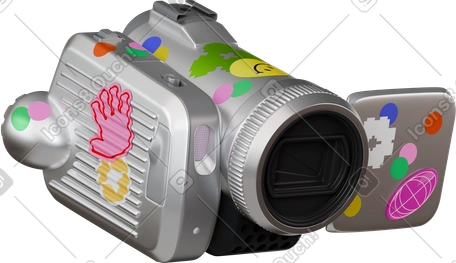 3D handycam with stickers PNG, SVG