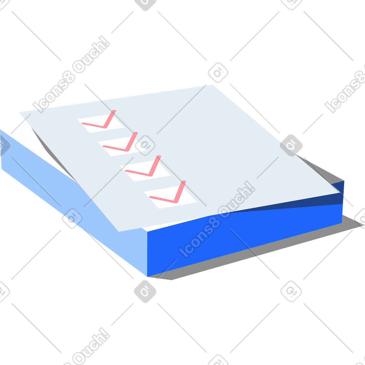 Stapel papier mit einer checkliste-Illustration im Editorial-Stil als Download in PNG, SVG