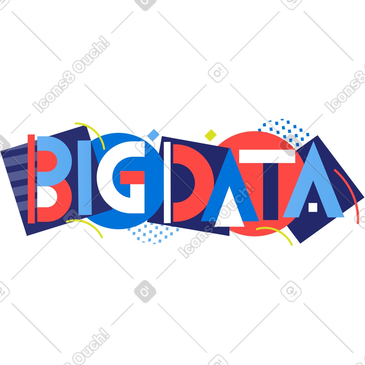 Ilustração de Lettering big data em no estilo Clip para baixar em PNG, SVG
