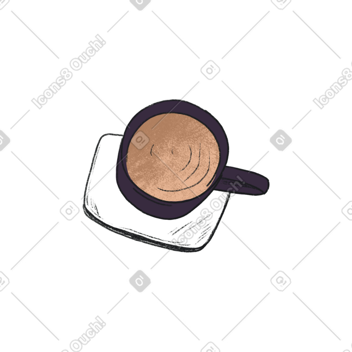 Cappuccino mug illustration in Moments style download in PNG, SVG