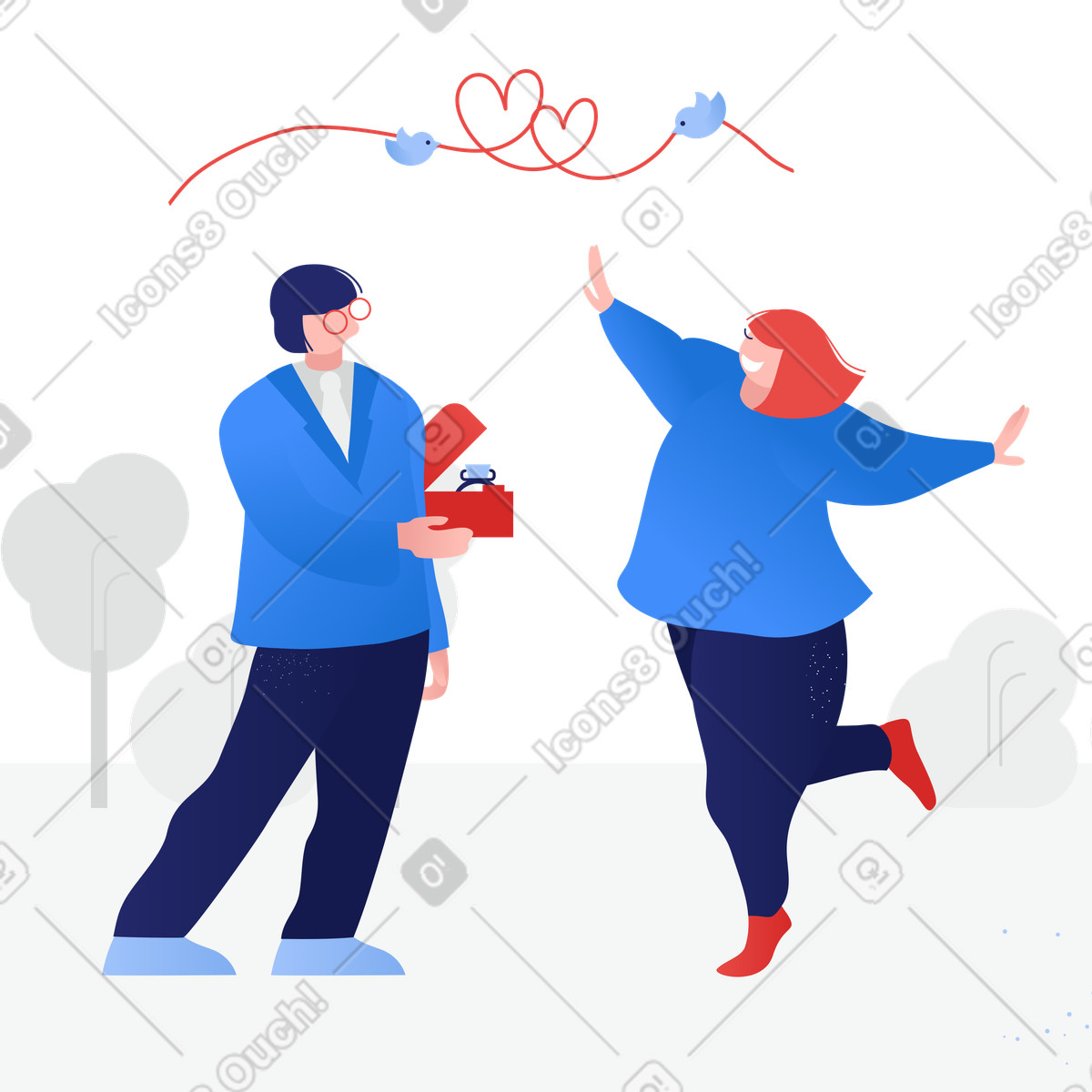 Illustration Homme faisant une demande en mariage dans le style Clip à télécharger aux formats PNG, SVG
