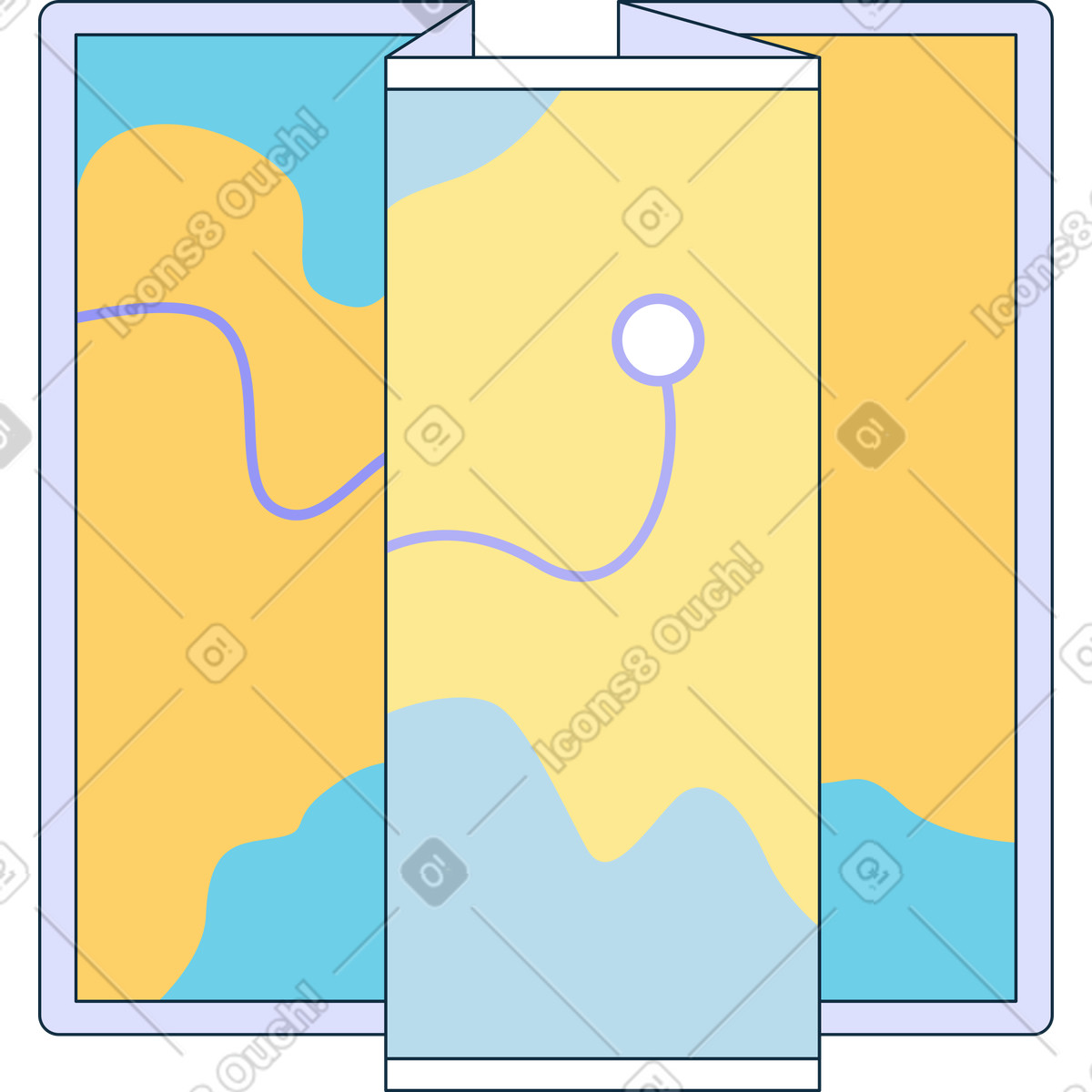 Tourist map illustration in Bubble gum style download in PNG, SVG