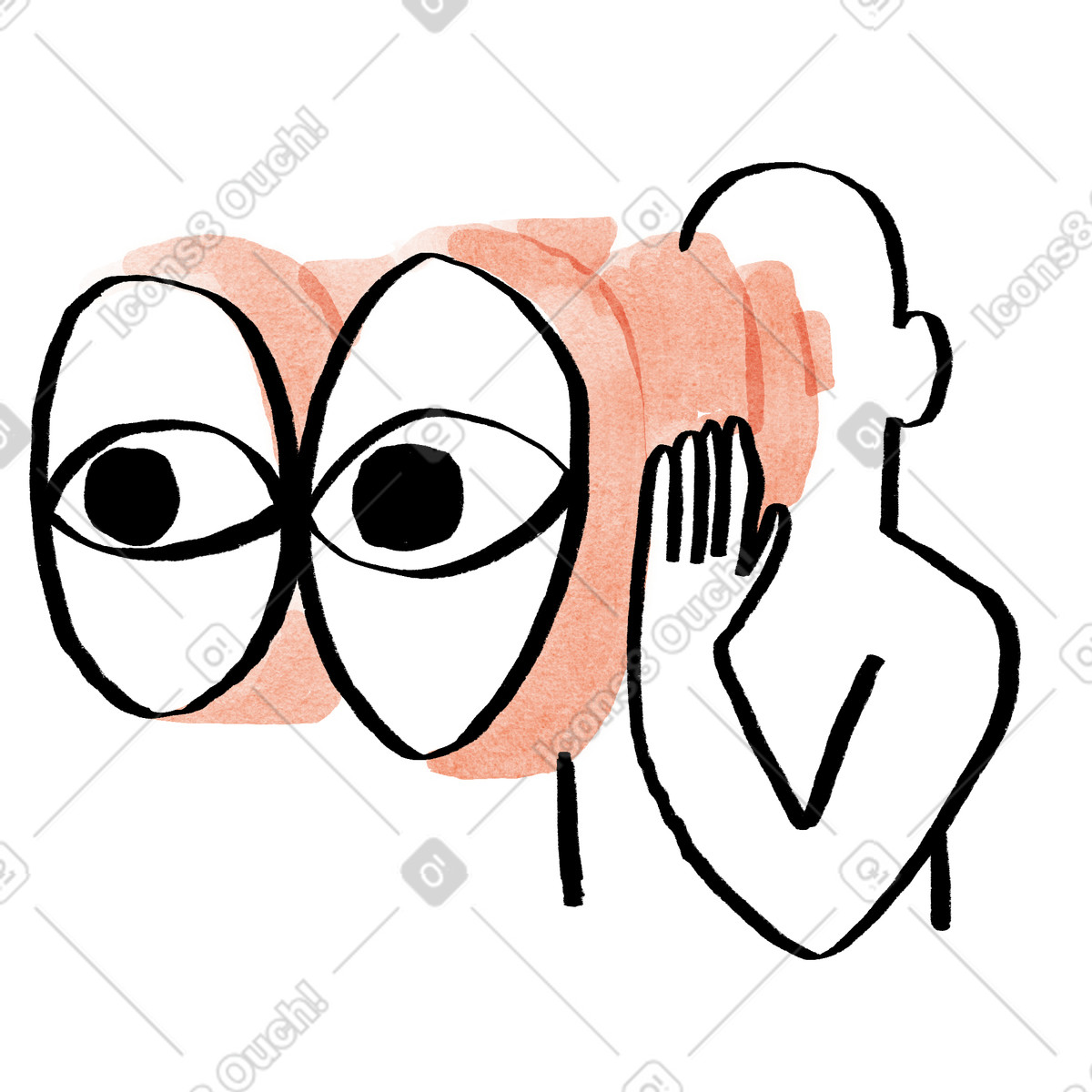 Man watching through binoculars, Finding information and doing research animated illustration in Hand-drawn animation style download in GIF, Lottie (JSON), AE
