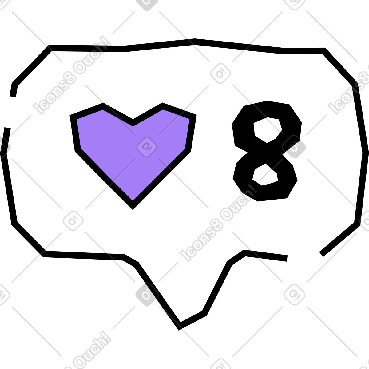 Amethyst 스타일의 알림아이콘 좋아요 일러스트레이션 PNG, SVG 다운로드