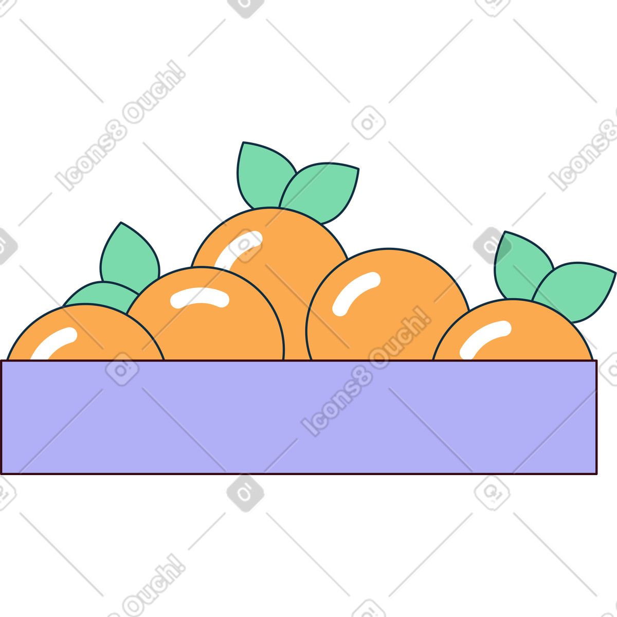Illustration Oranges dans une boîte le style Bubble gum à télécharger aux formats PNG, SVG