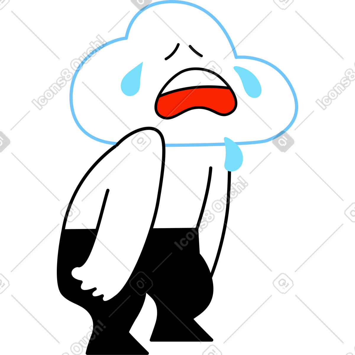 Giggle スタイルの 泣いているキャラクター のイラストをPNG、SVG形式でダウンロード