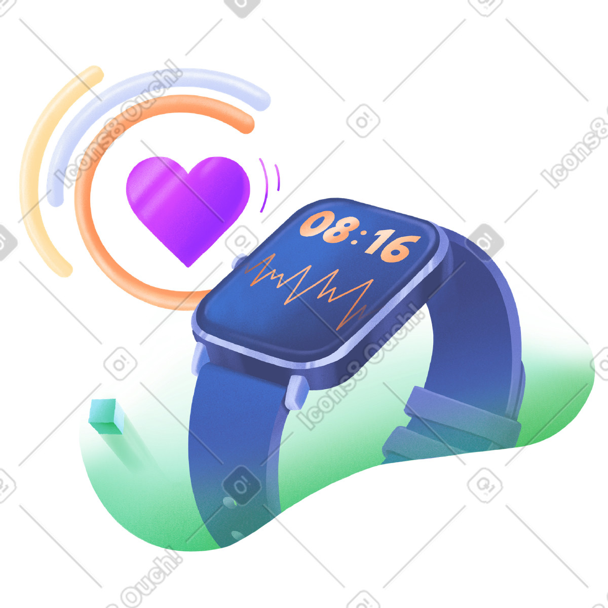 Illustration Health tracking via apple watch dans le style Smart à télécharger aux formats PNG, SVG
