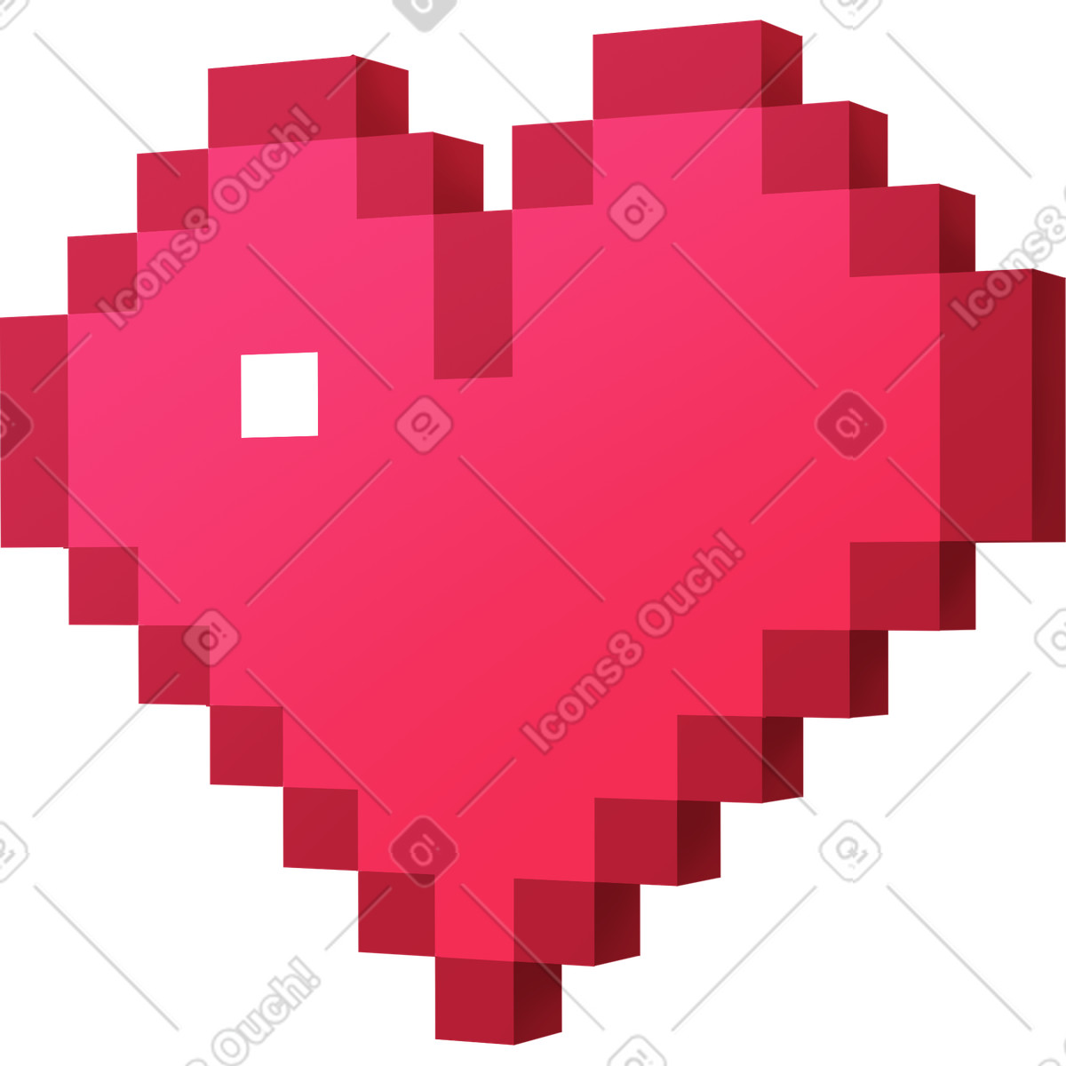 Red pixel heart illustration in Props style download in PNG, SVG