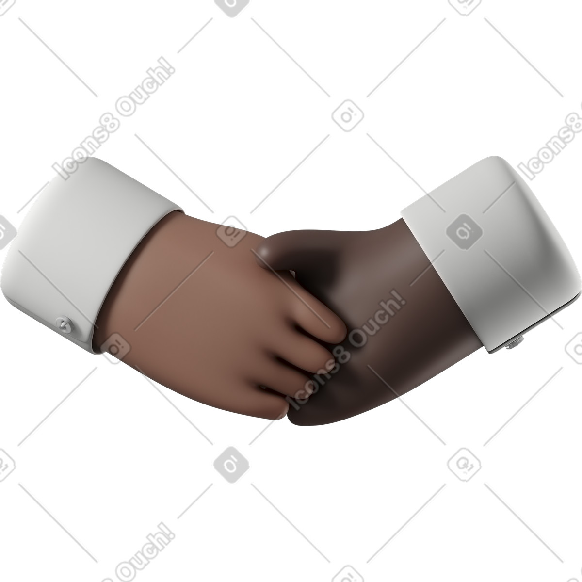 Stretta di mano pelle marrone e mani nera illustrazione in stile 3D Hands Fun&Wild scarica in PNG, SVG