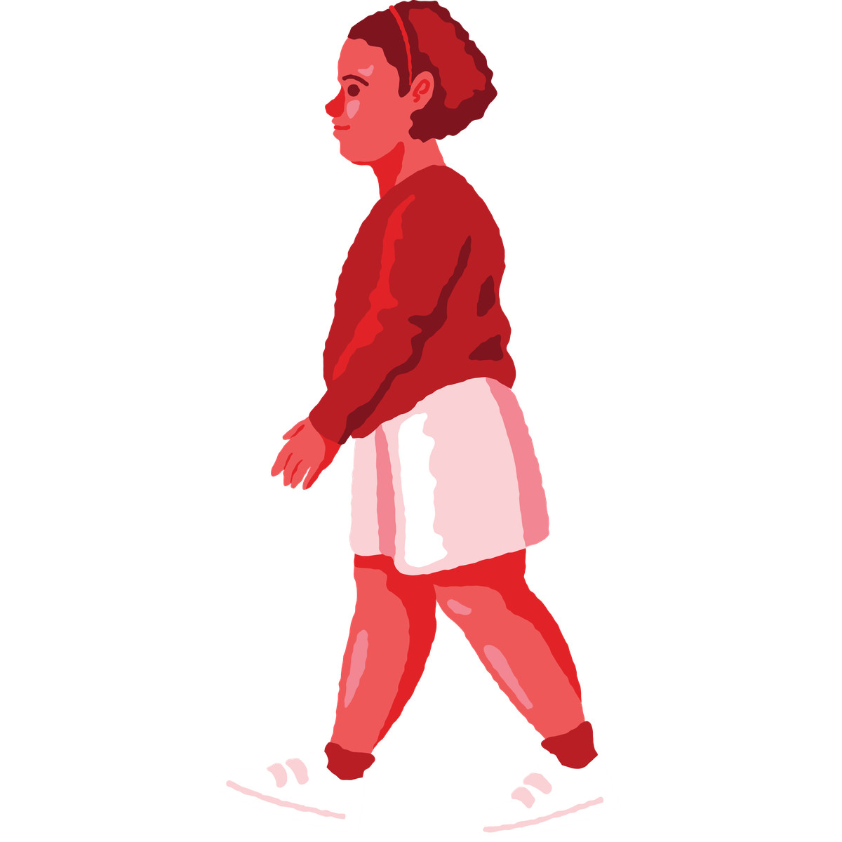 Illustration Chubby girl walking dans le style Cherry à télécharger aux formats PNG, SVG