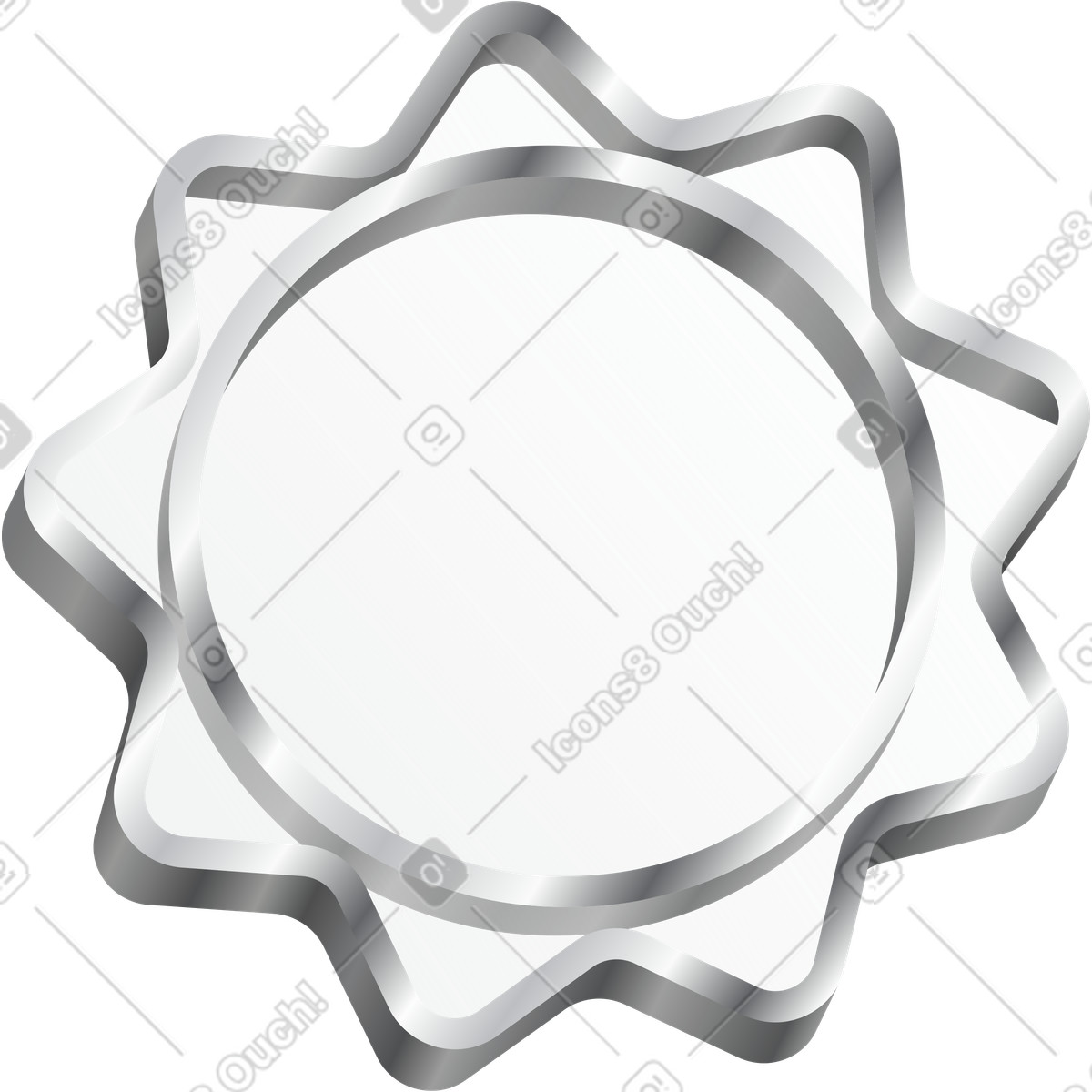 下载 Token 风格的 Shiny silver sunburst frame for achievement award or recognition 插画，支持 PNG、SVG 格式