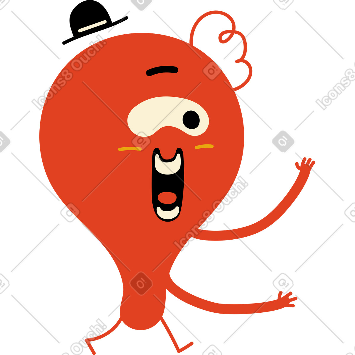Happy red character illustration in Jelly style download in PNG, SVG