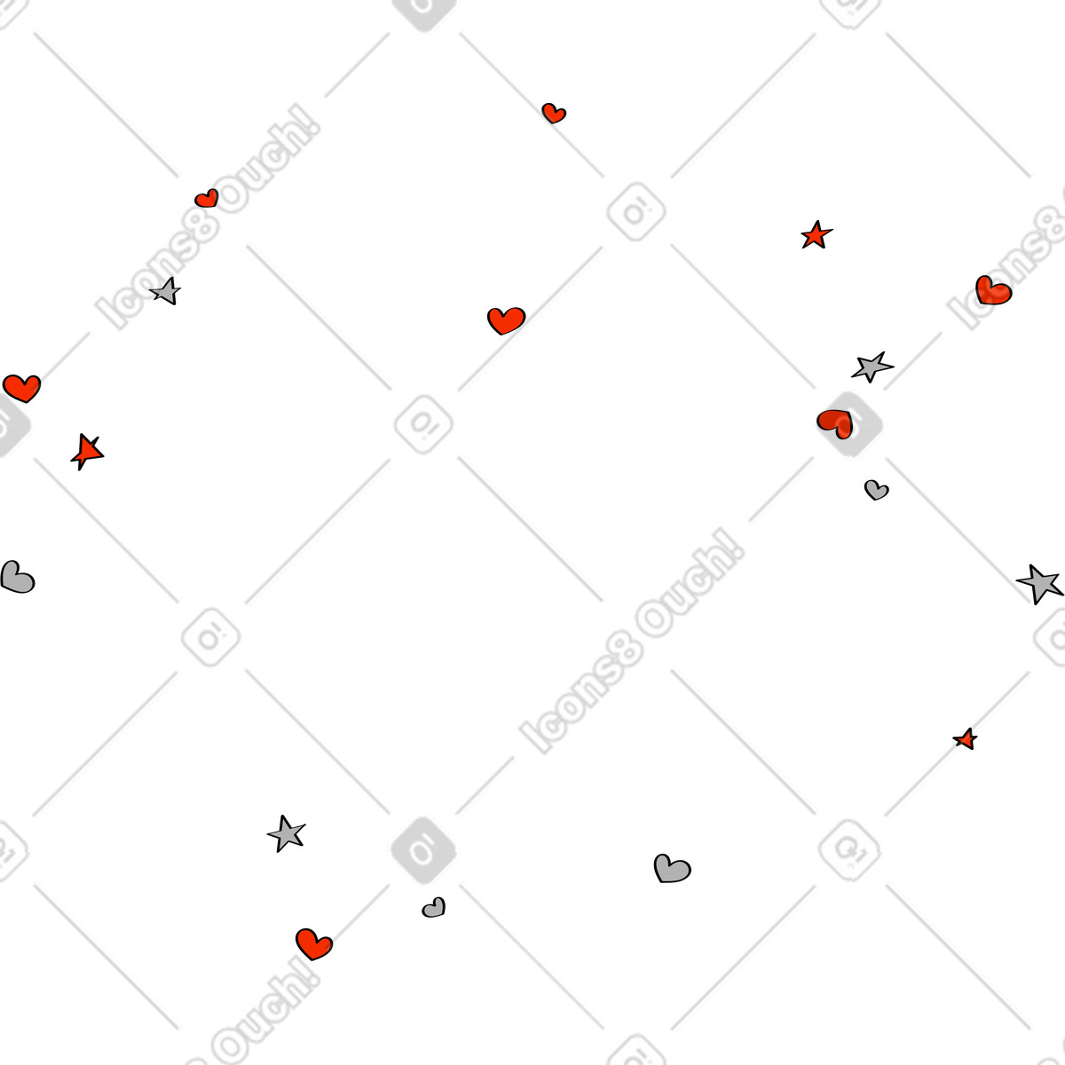Hearts and stars for background-Illustration im Looney-Stil als Download in PNG, SVG