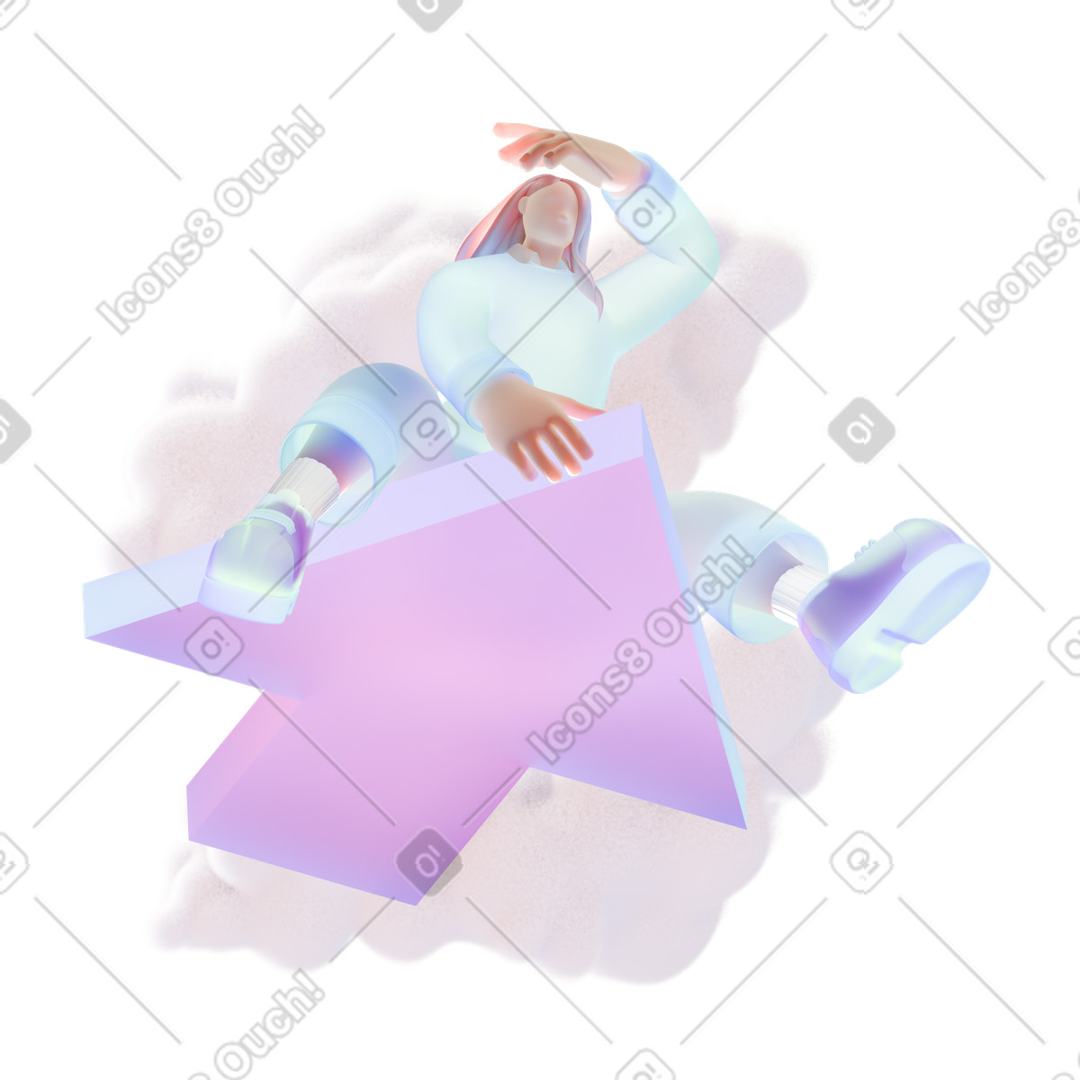 Ilustración Avanzando en la flecha grande, crecimiento y progreso personal estilo 3D Airy a descargar PNG SVG